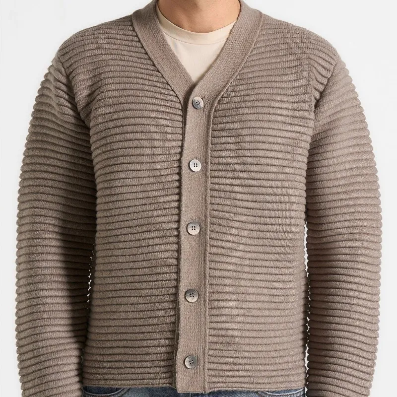 Pull décontracté épais pour hommes, col en V, cardigan pour hommes pour l'automne et l'hiver